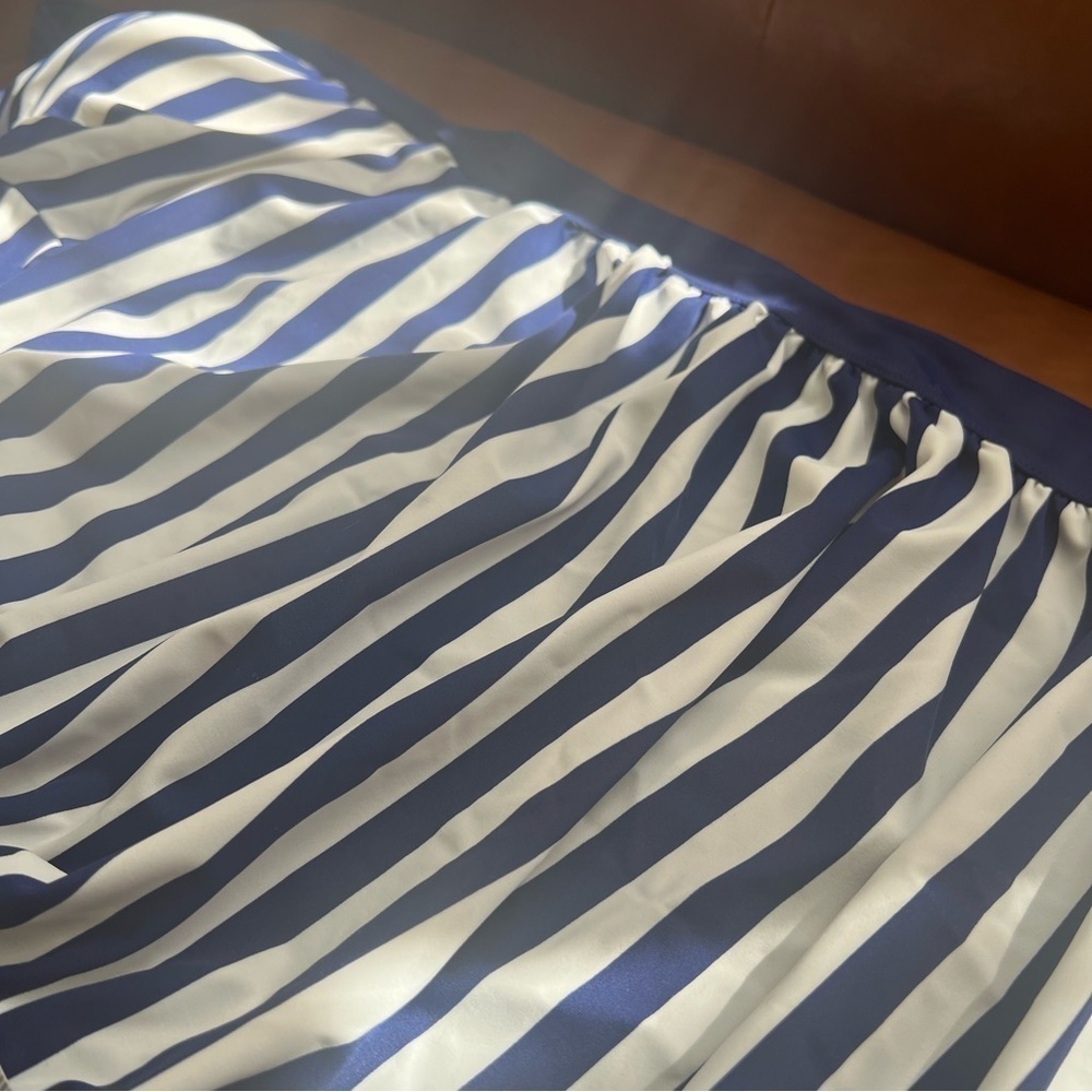 Glow & Grow Maternity Blue White Stripe Swimsuit Tankini Top L UPF 50+ Nautical - Picture 6 of 9